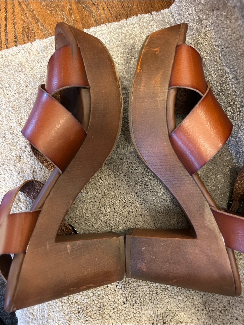 Universal Thread Tan Brown leather Crisscross Ankle Strap Sandals image 4